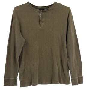 Y2K Merona Thermal Henley Mens Top Sz XXL Waffle Knit Grunge Normcore Utility